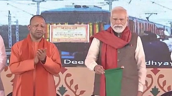 Narendra Modi flags off Varanasi-New Delhi Vande Bharat Express train.